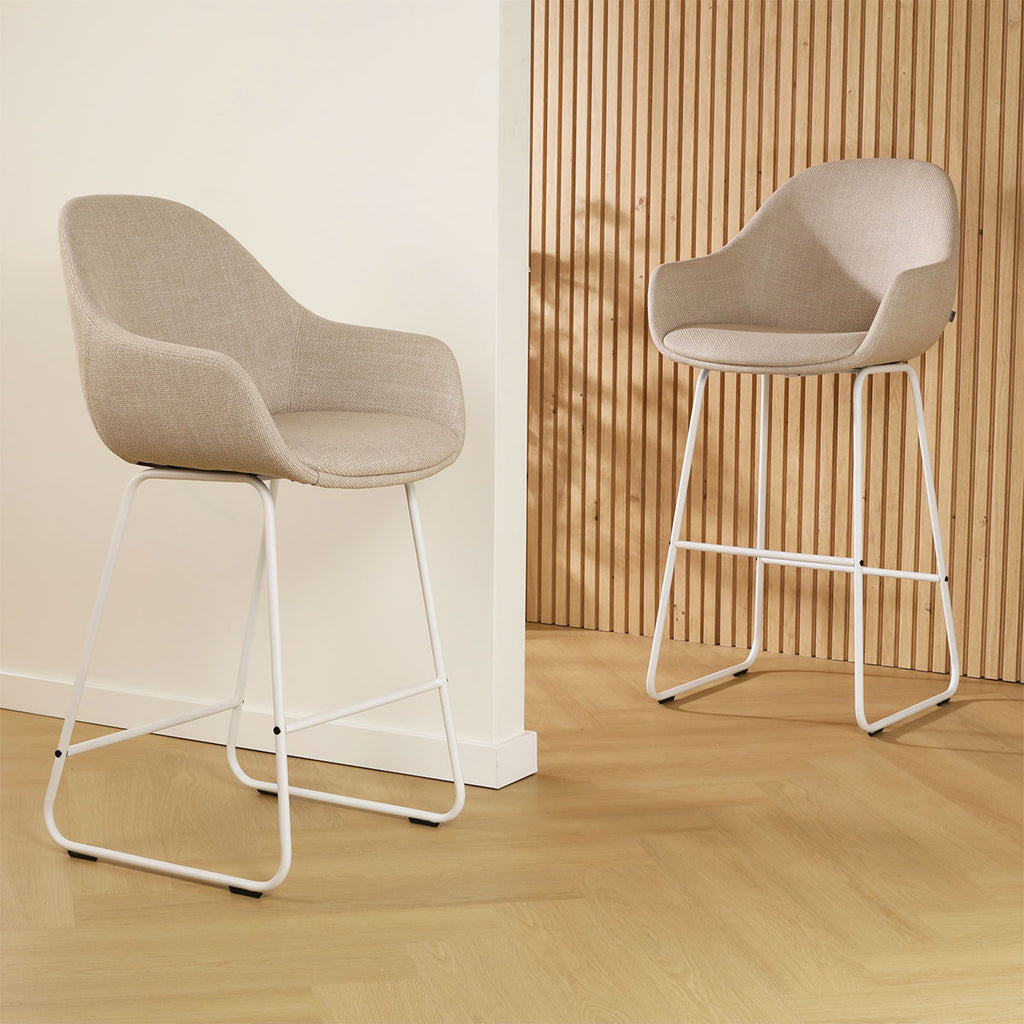 Nino-Mae barkruk beige - wit onderstel - 65 cm
