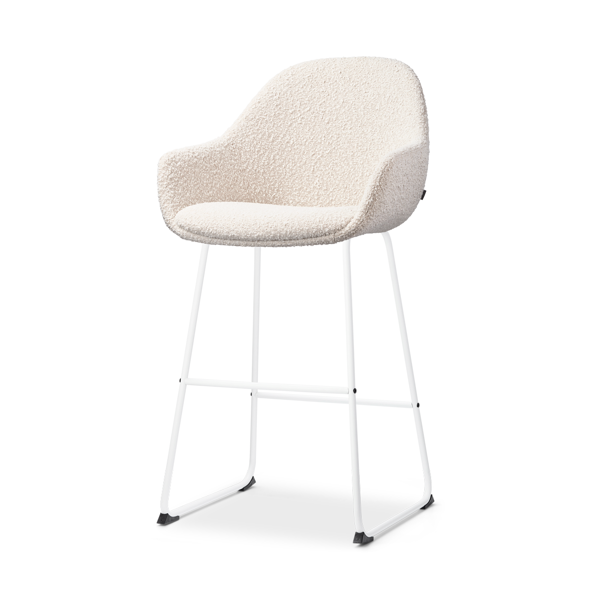 Nino-Mae barkruk bouclé beige - wit onderstel - 65 cm
