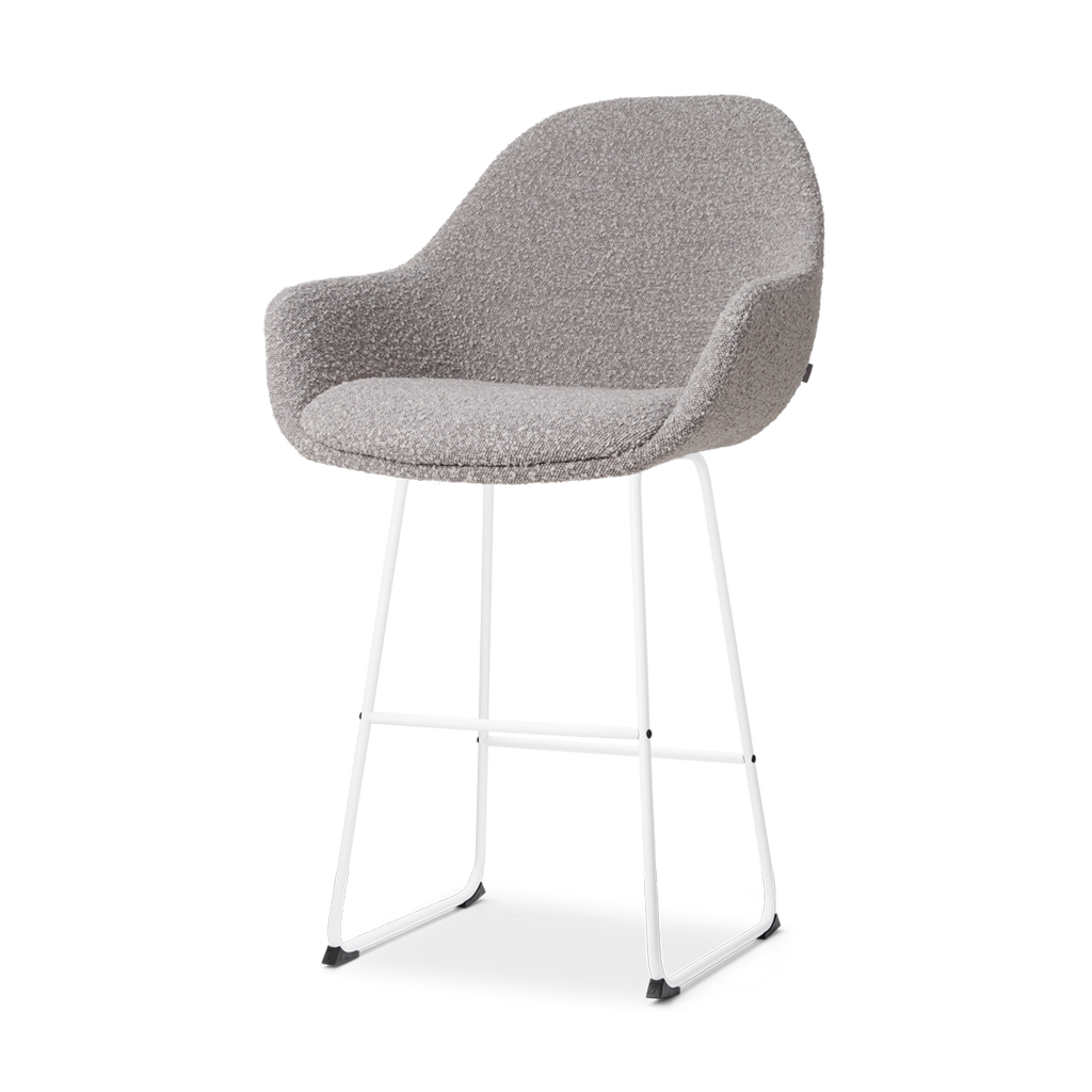 Nino-Mae barkruk bouclé taupe - wit onderstel - 65 cm