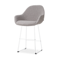 Nino-Mae barkruk bouclé taupe - wit onderstel - 65 cm