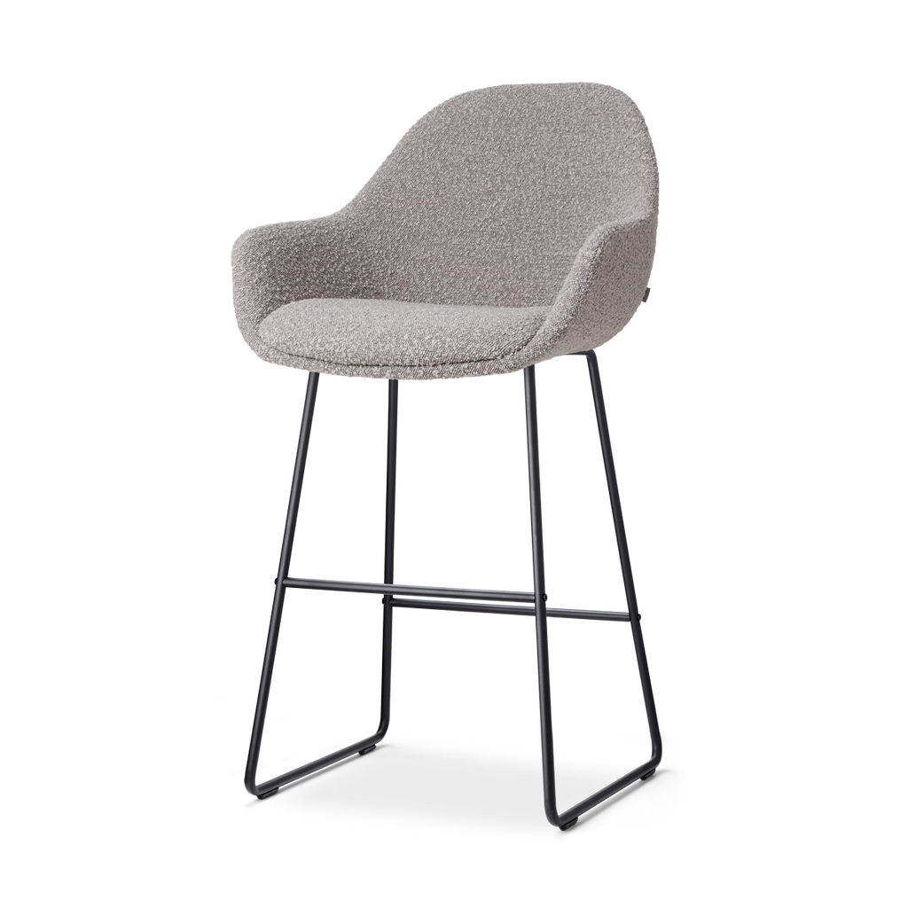 Nino-Mae barkruk bouclé taupe - zwart onderstel - 65 cm