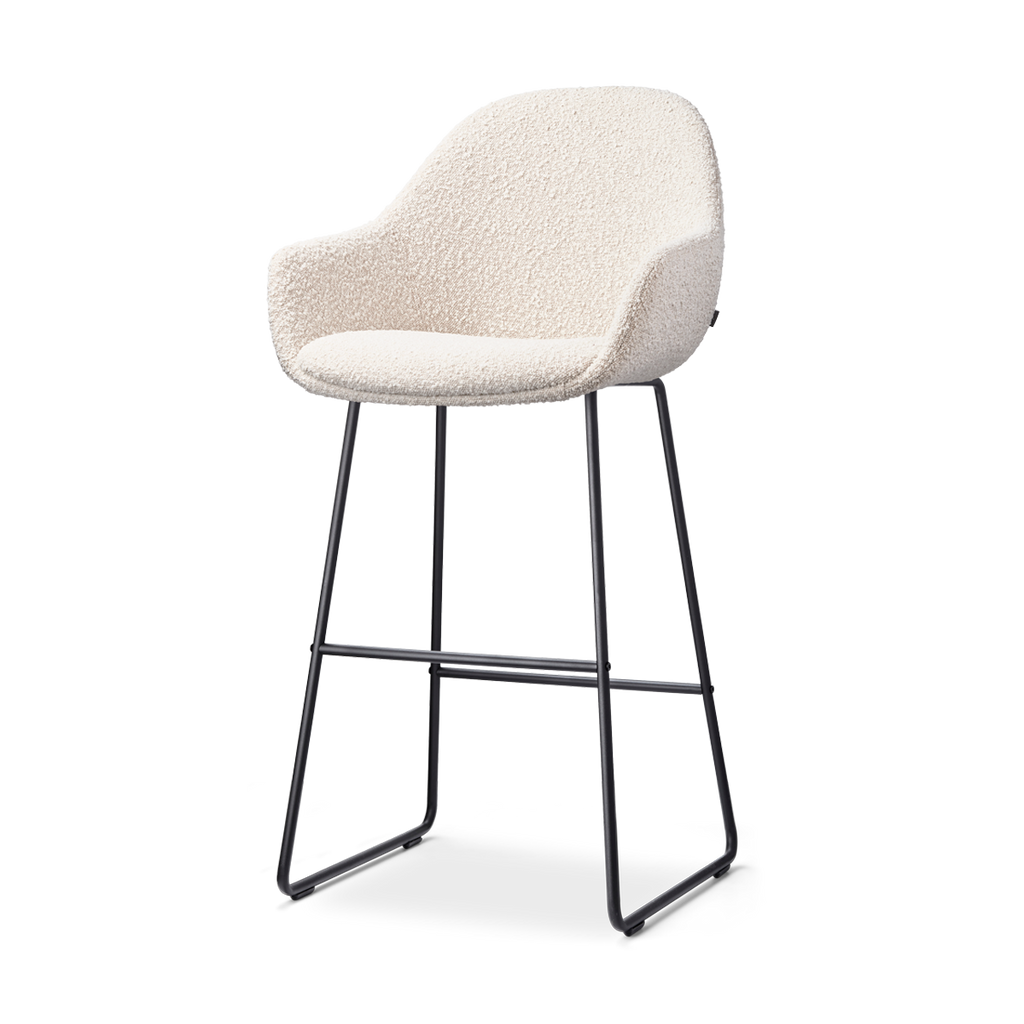 Nino-Mae barkruk bouclé beige - zwart onderstel - 75 cm