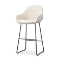 Nino-Mae barkruk bouclé beige - zwart onderstel - 75 cm