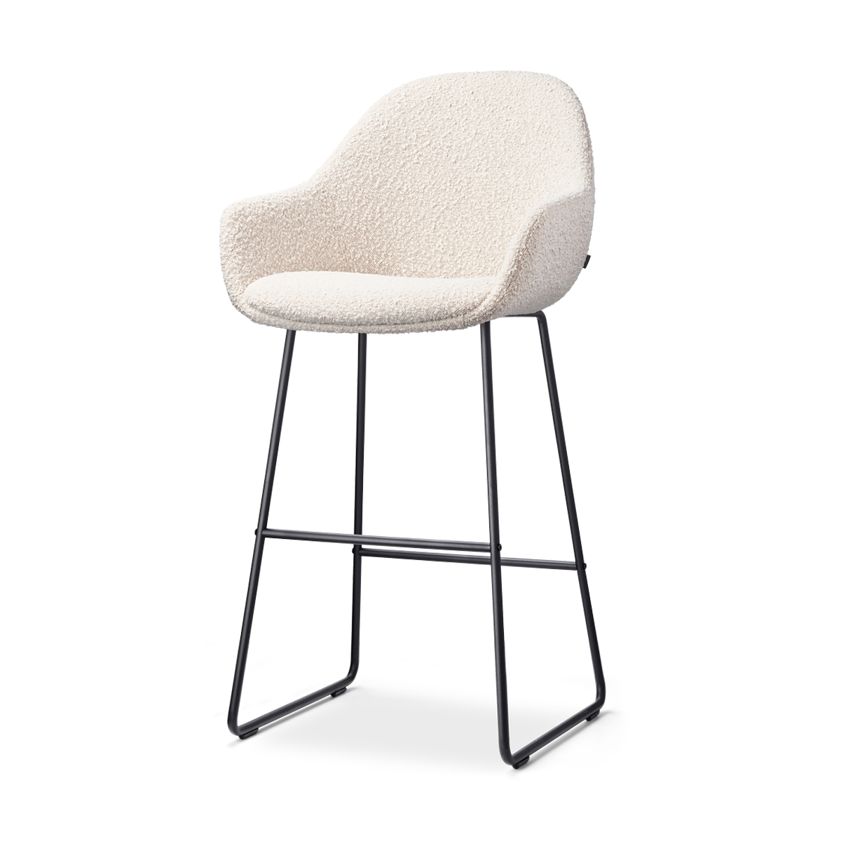 Nino-Mae barkruk bouclé beige - zwart onderstel - 75 cm