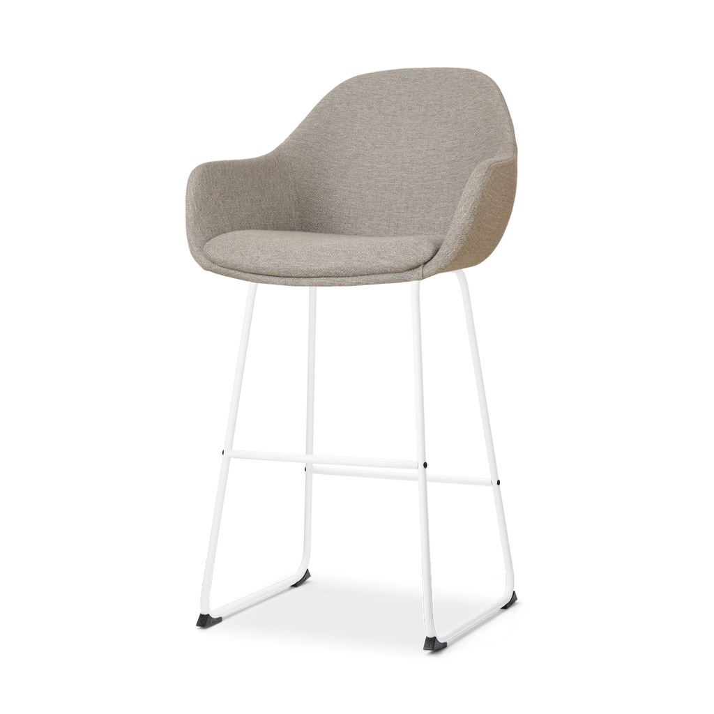 Nino-Mae barkruk warm grijs - wit onderstel - 75 cm