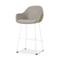 Nino-Mae barkruk warm grijs - wit onderstel - 75 cm