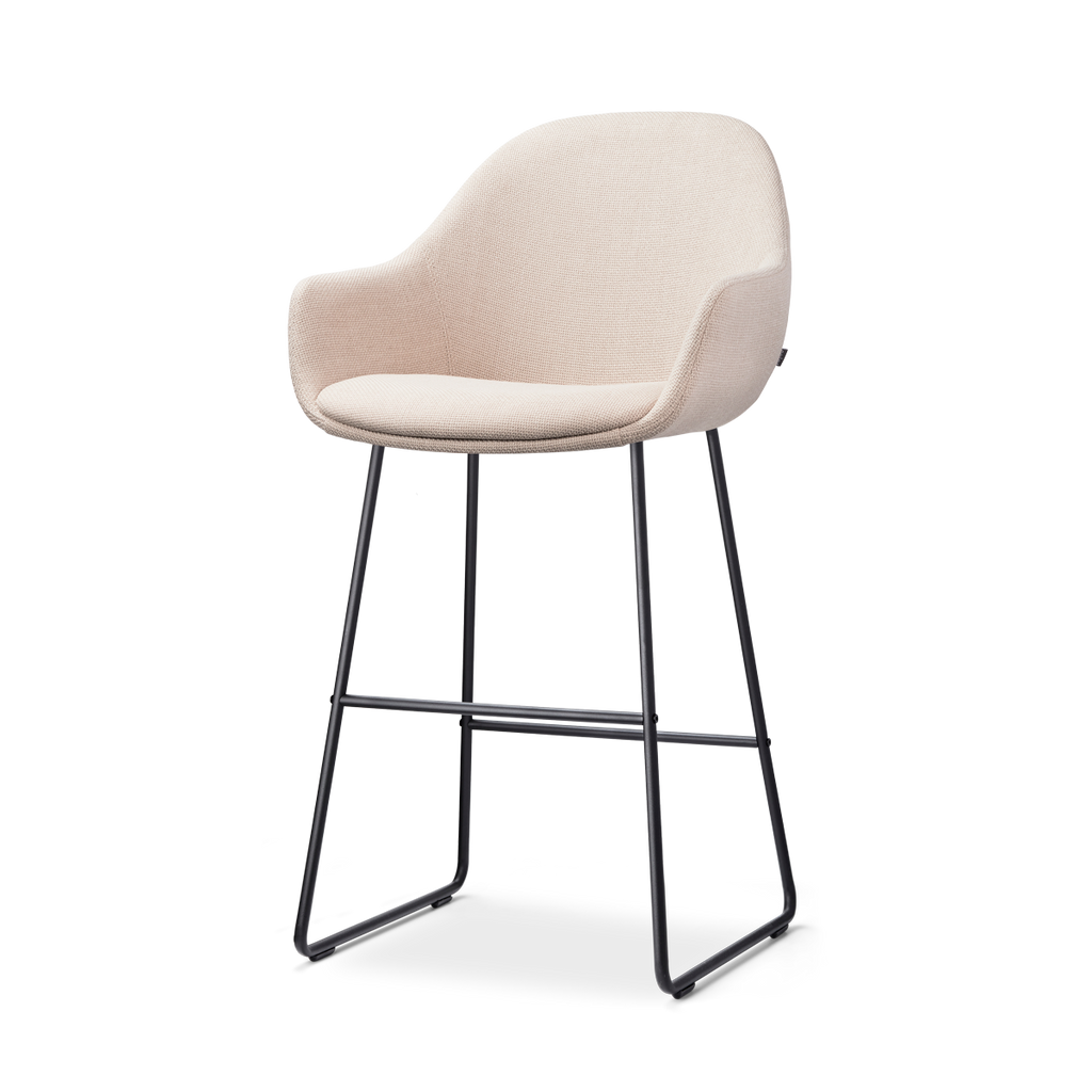 Nino-Mae barkruk beige - zwart onderstel - 65 cm