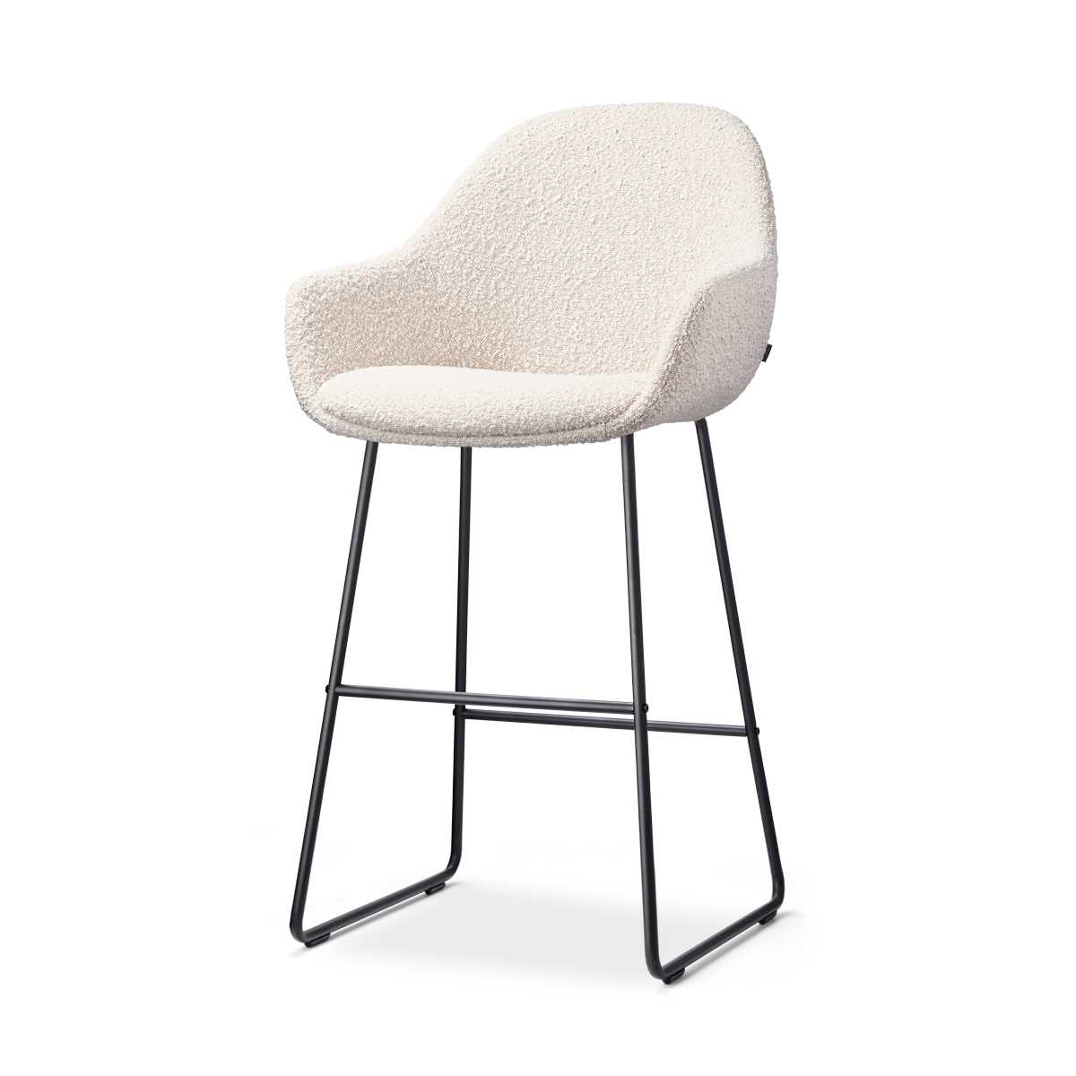 Nino-Mae barkruk bouclé beige - zwart onderstel - 65 cm