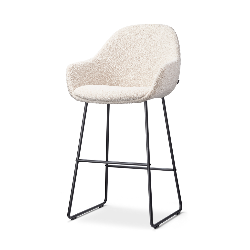 Nino-Mae barkruk bouclé beige - zwart onderstel - 65 cm