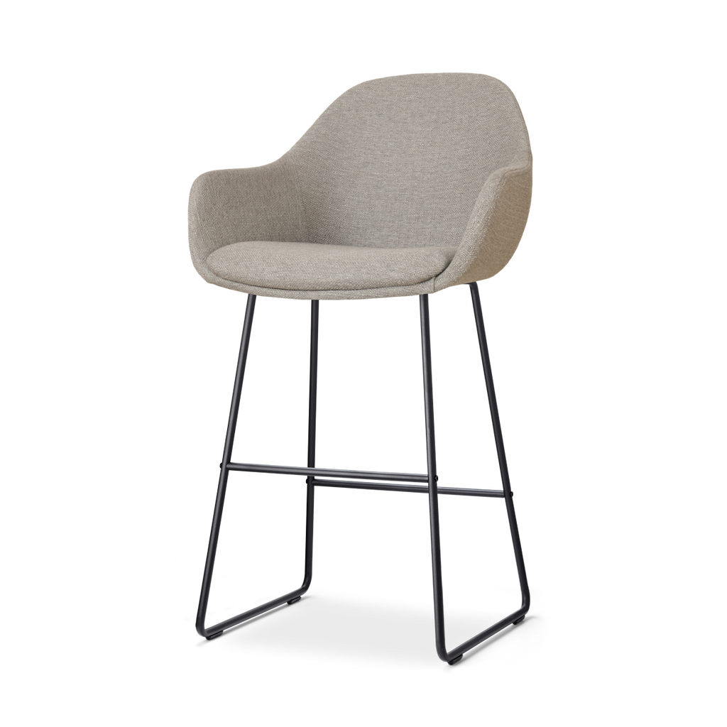 Nino-Mae barkruk warm grijs - zwart onderstel - 65 cm