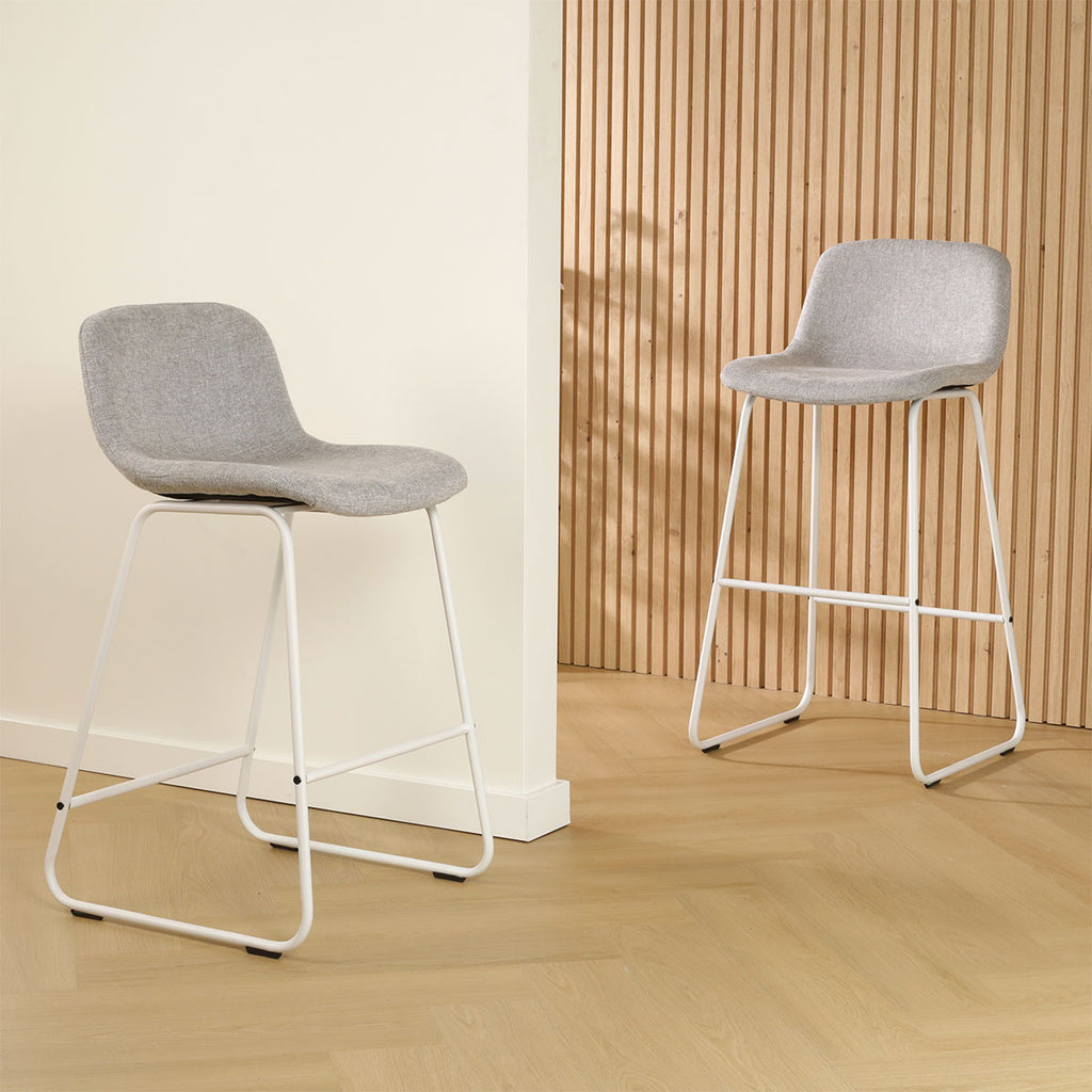 Nino-Mats barkruk lichtgrijs - wit onderstel - 65 cm