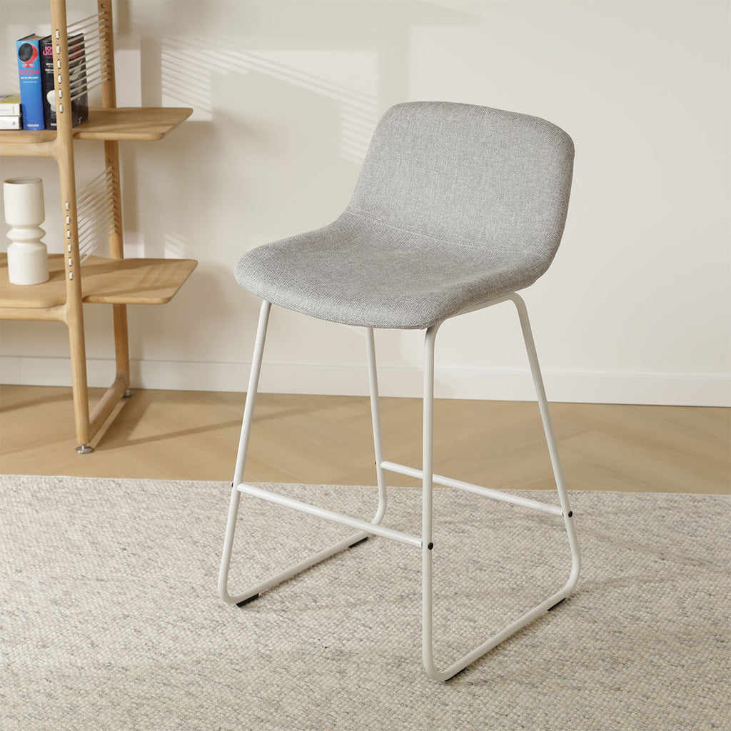 Nino-Mats barkruk lichtgrijs - wit onderstel - 65 cm
