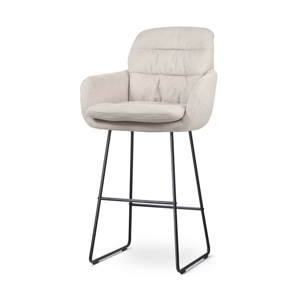 Nino-Mia barkruk beige - zwart onderstel - 75 cm
