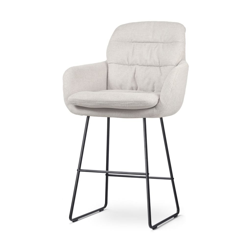 Nino-Mia barkruk beige - zwart onderstel - 65 cm