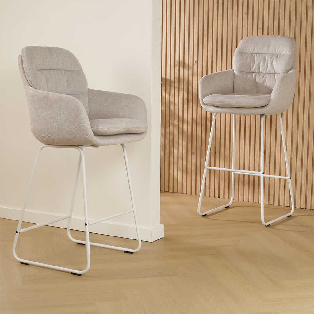 Nino-Mia barkruk beige - wit onderstel - 65 cm