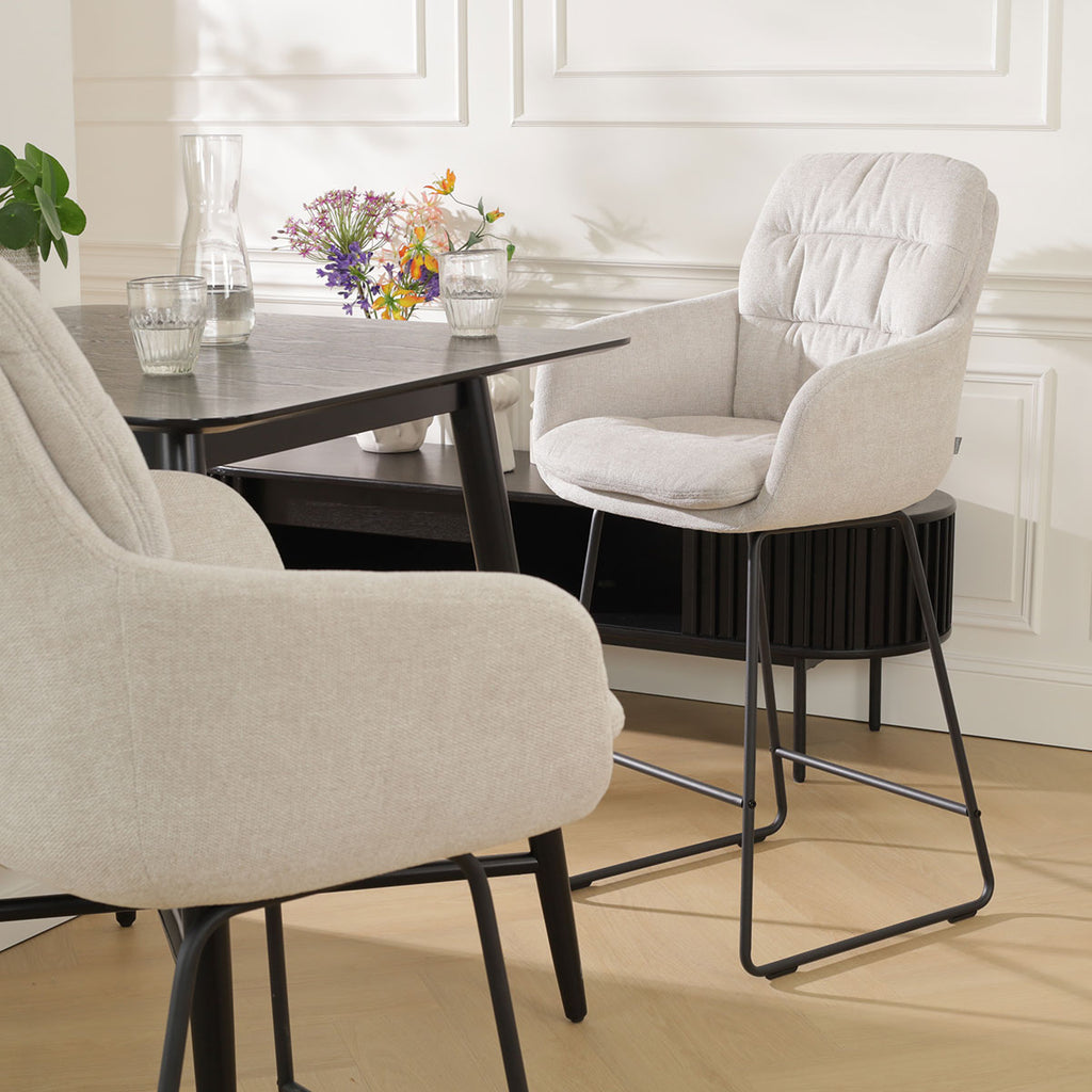 Nino-Mia barkruk beige - zwart onderstel - 75 cm