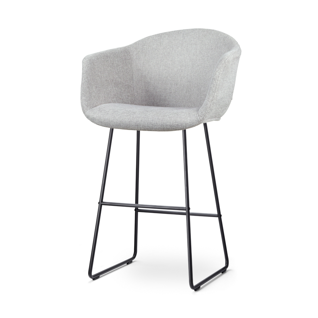 Nino-Otis barkruk lichtgrijs - zwart onderstel - 75 cm