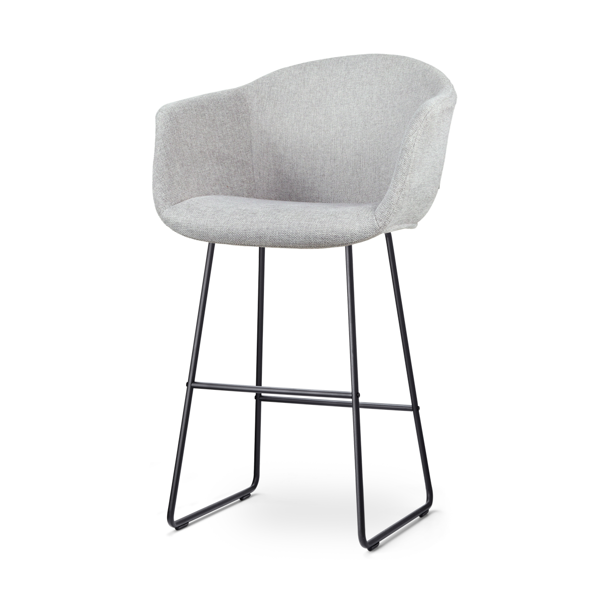 Nino-Otis barkruk lichtgrijs - zwart onderstel - 75 cm