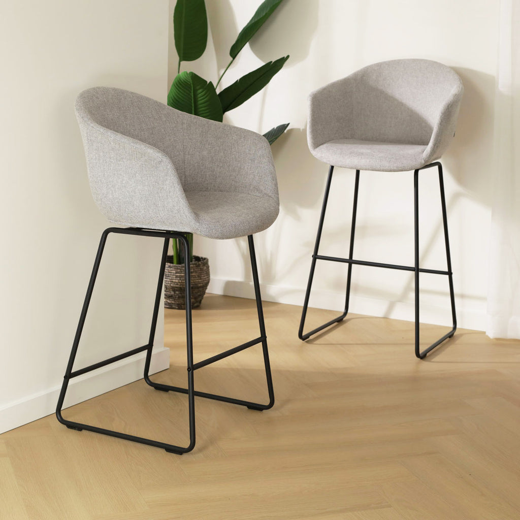 Nino-Otis barkruk lichtgrijs - zwart onderstel - 65 cm