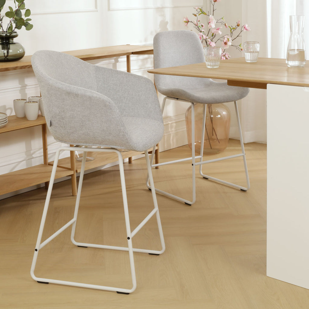 Nino-Otis barkruk lichtgrijs - wit onderstel - 65 cm