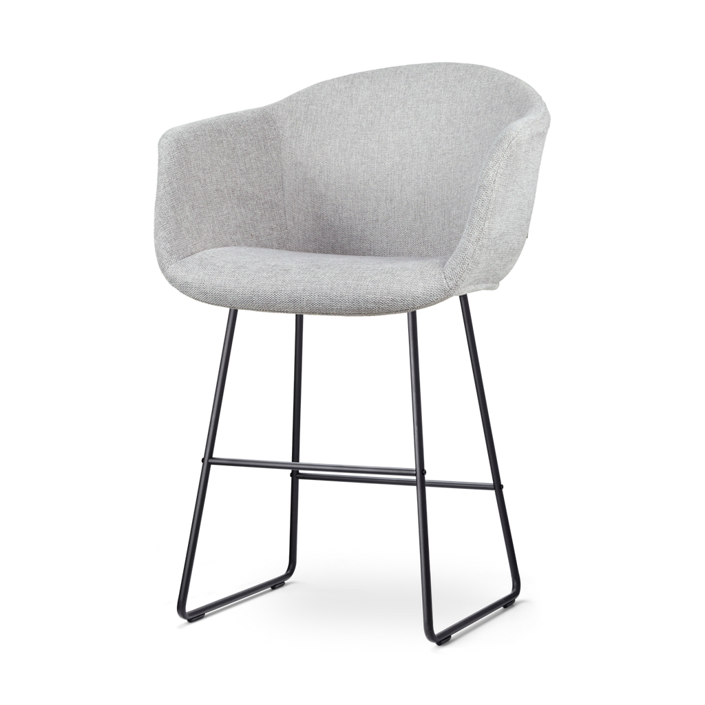 Nino-Otis barkruk lichtgrijs - zwart onderstel - 65 cm