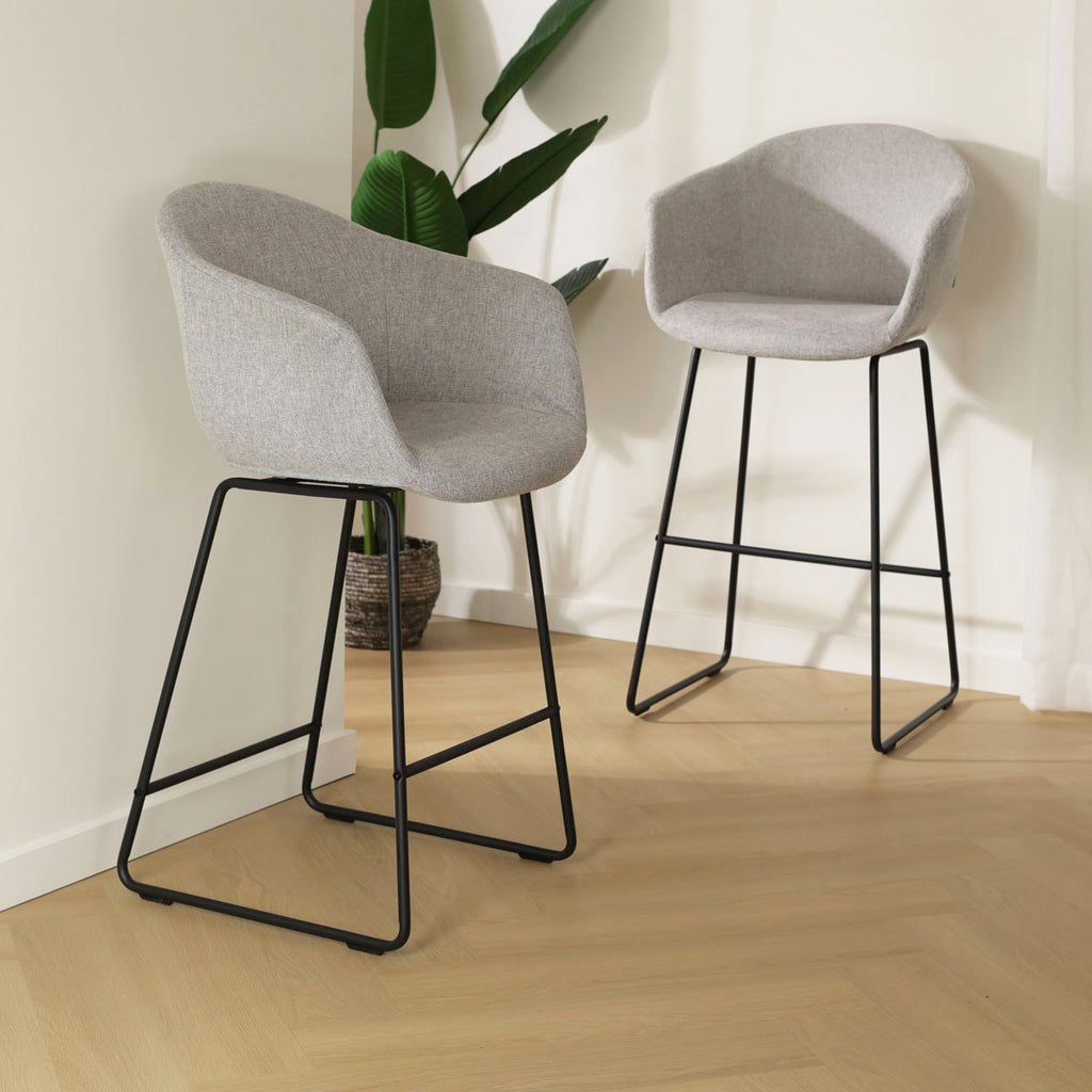 Nino-Otis barkruk lichtgrijs - zwart onderstel - 75 cm