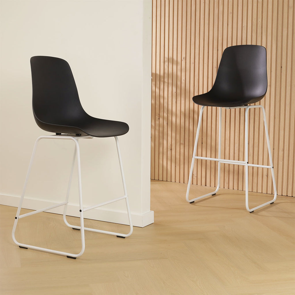 Nino-Pip barkruk zwart - wit onderstel 75 cm