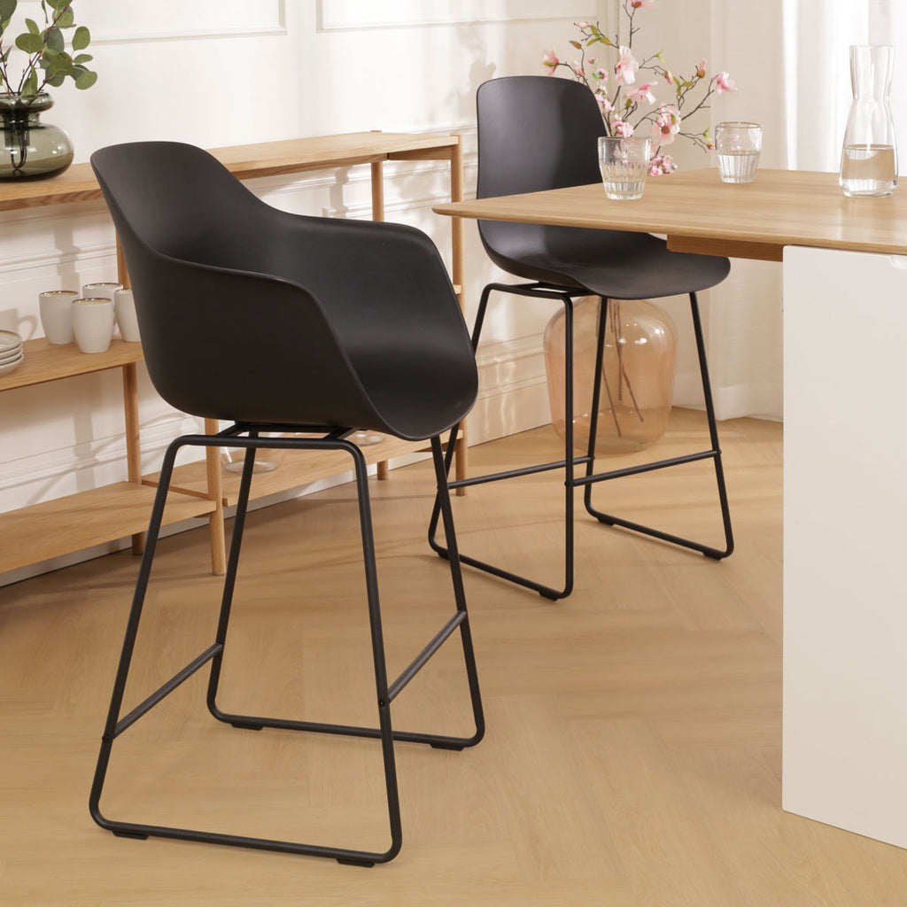 Nino-Puk barkruk zwart - zwart onderstel - 75 cm
