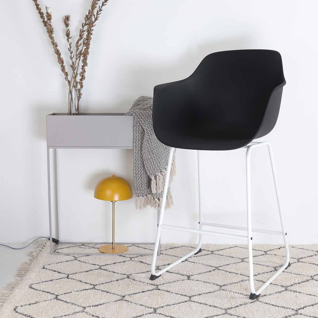Nino-Puk barkruk zwart - wit onderstel - 65 cm