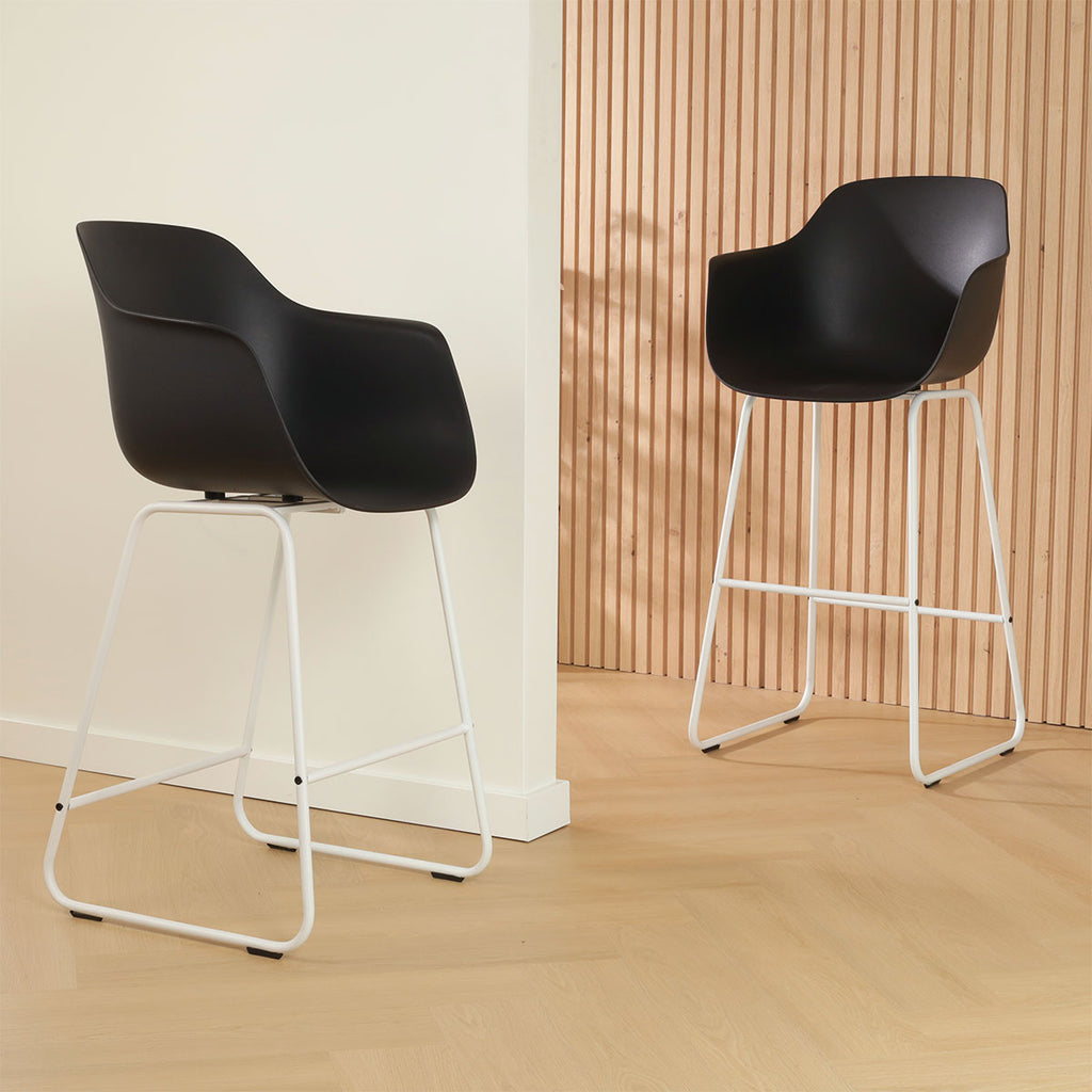 Nino-Puk barkruk zwart - wit onderstel - 75 cm