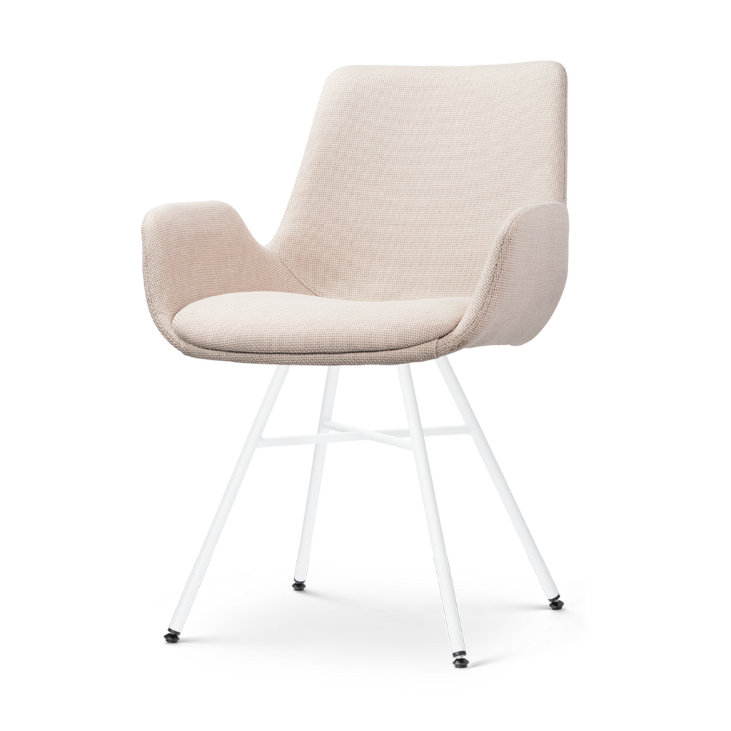 Noa-Eef eetkamerstoel beige - wit onderstel