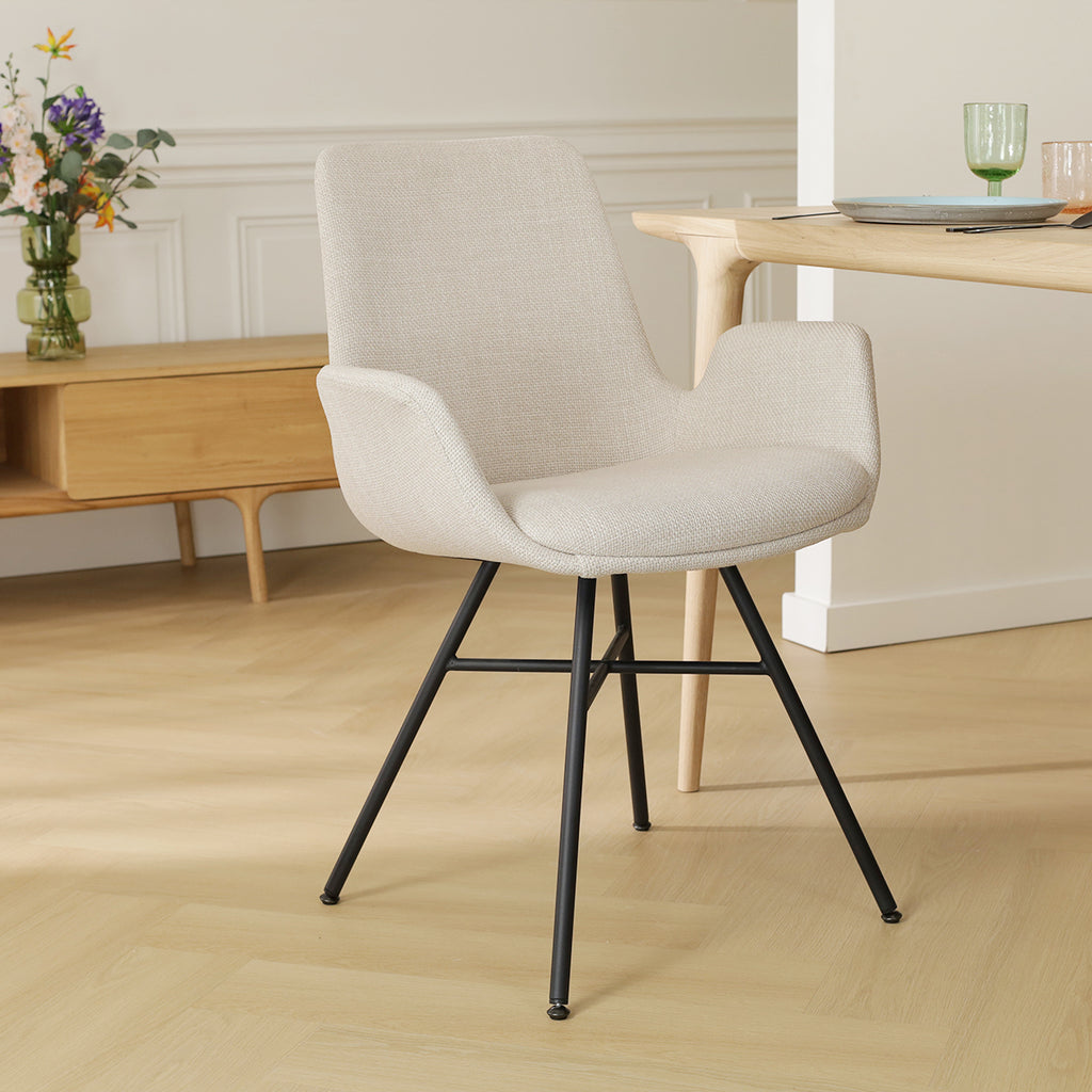 Noa-Eef eetkamerstoel beige - zwart onderstel