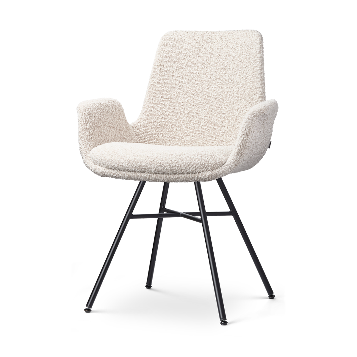 Noa-Eef eetkamerstoel bouclé beige - zwart onderstel