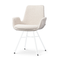Noa-Eef eetkamerstoel bouclé beige - wit onderstel