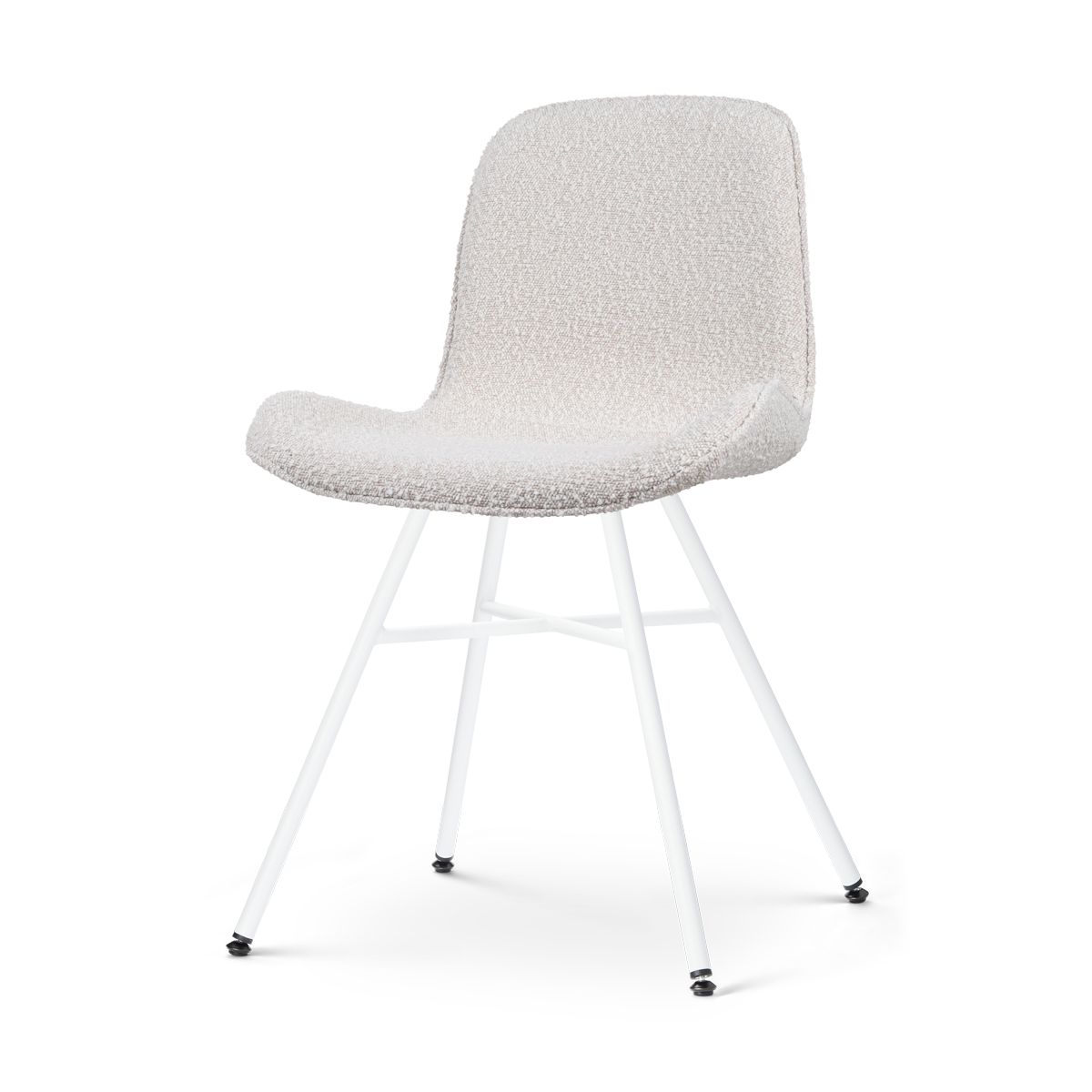 Noa-Fé eetkamerstoel bouclé beige - wit onderstel