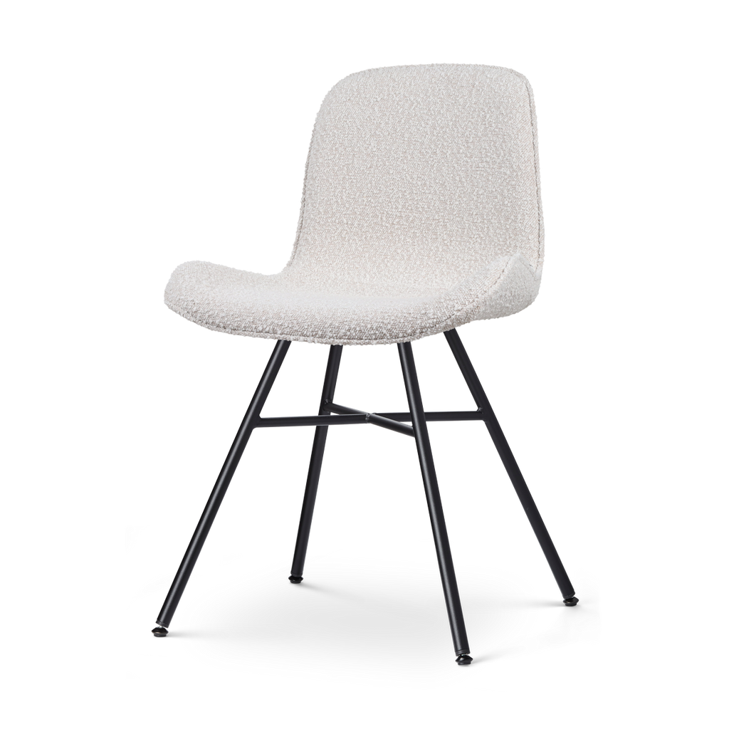 Noa-Fé eetkamerstoel bouclé beige - zwart onderstel