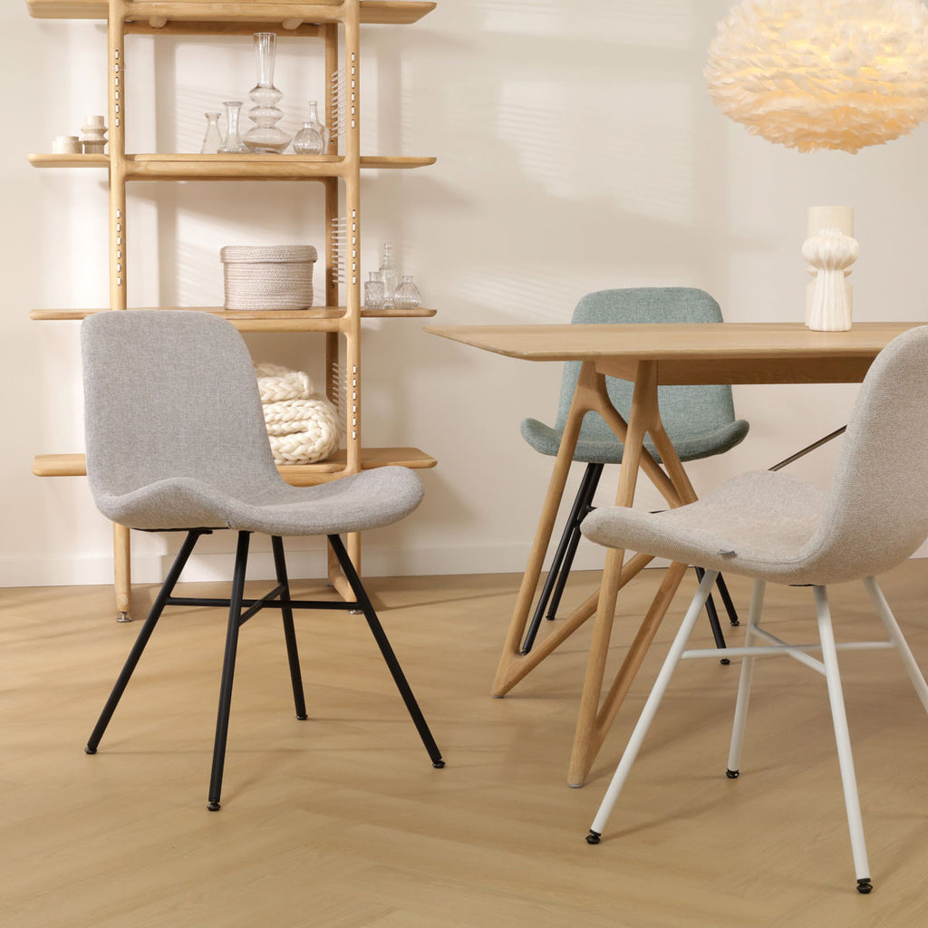 Noa-Fé eetkamerstoel rib beige - wit onderstel