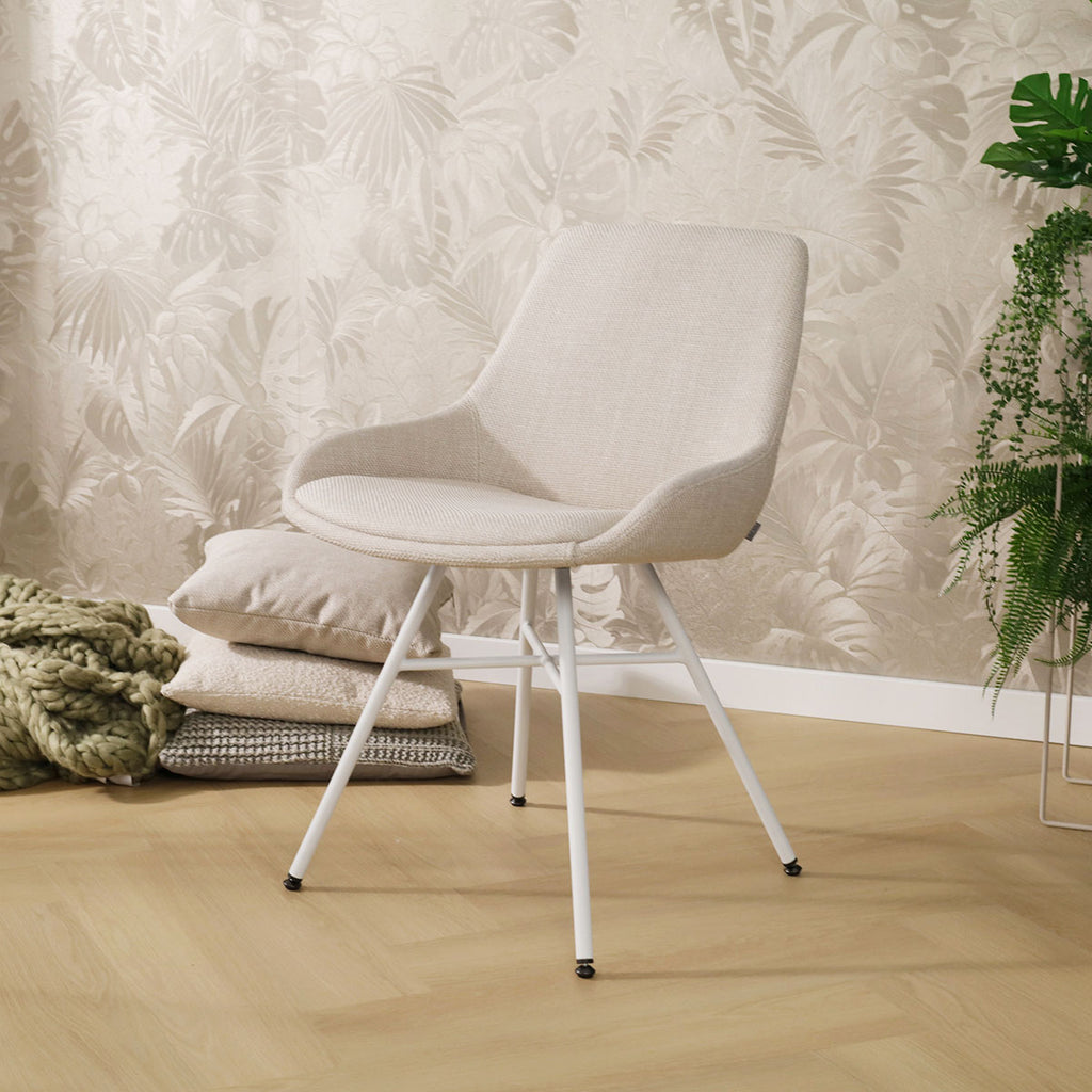 Noa-Isa eetkamerstoel beige - wit onderstel