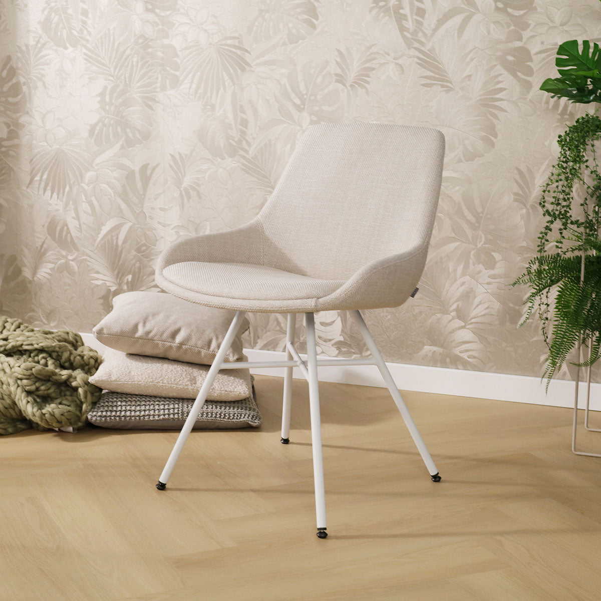 Noa-Isa eetkamerstoel beige - wit onderstel
