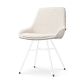 Noa-Isa eetkamerstoel bouclé beige - wit onderstel