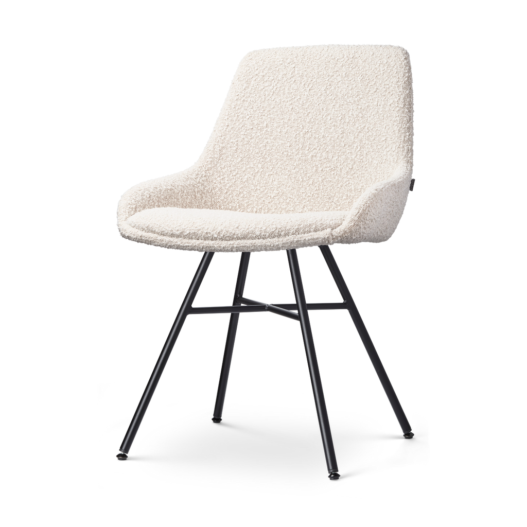 Noa-Isa eetkamerstoel bouclé beige - zwart onderstel