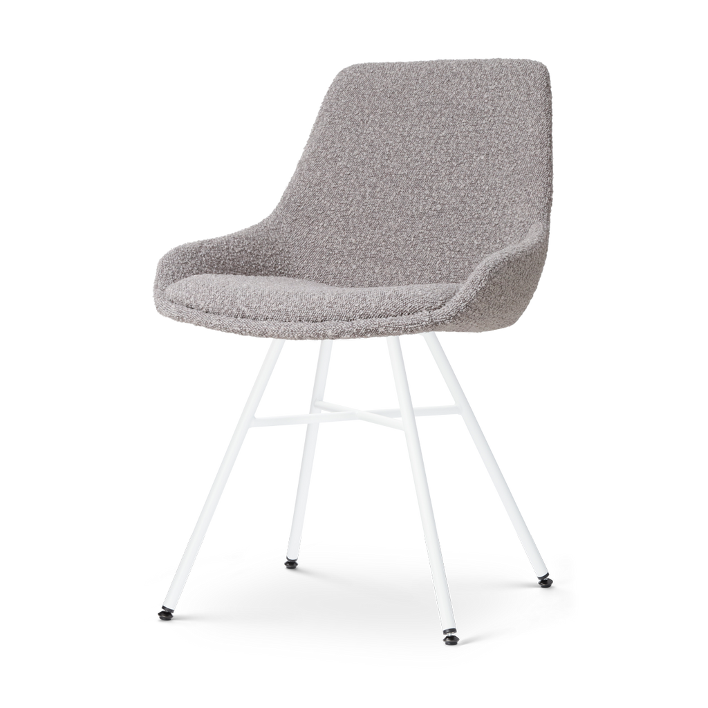 Noa-Isa eetkamerstoel bouclé taupe - wit onderstel