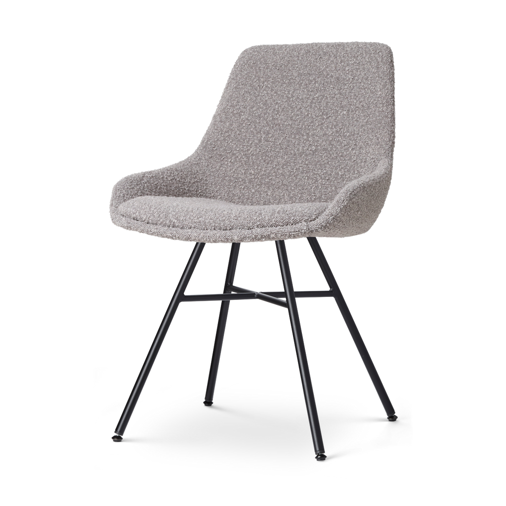 Noa-Isa eetkamerstoel bouclé taupe - zwart onderstel