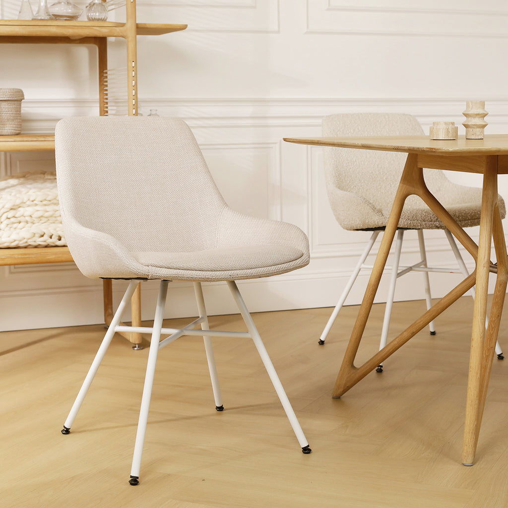 Noa-Isa eetkamerstoel beige - wit onderstel