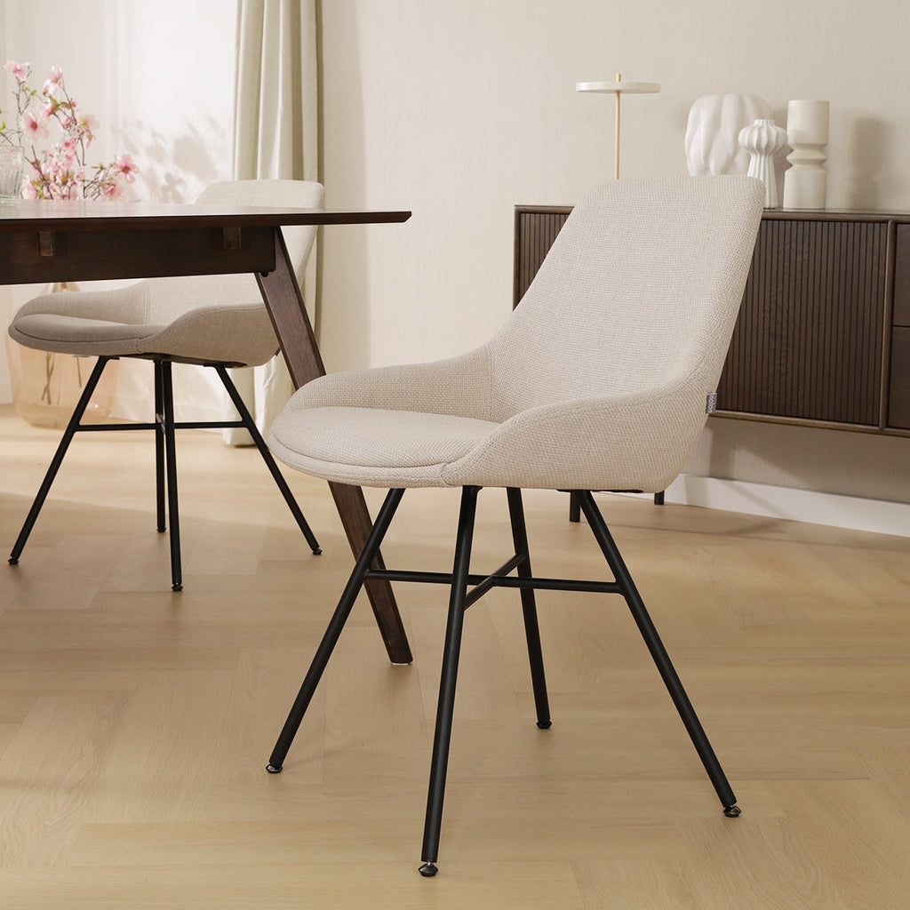 Noa-Isa eetkamerstoel beige - zwart onderstel