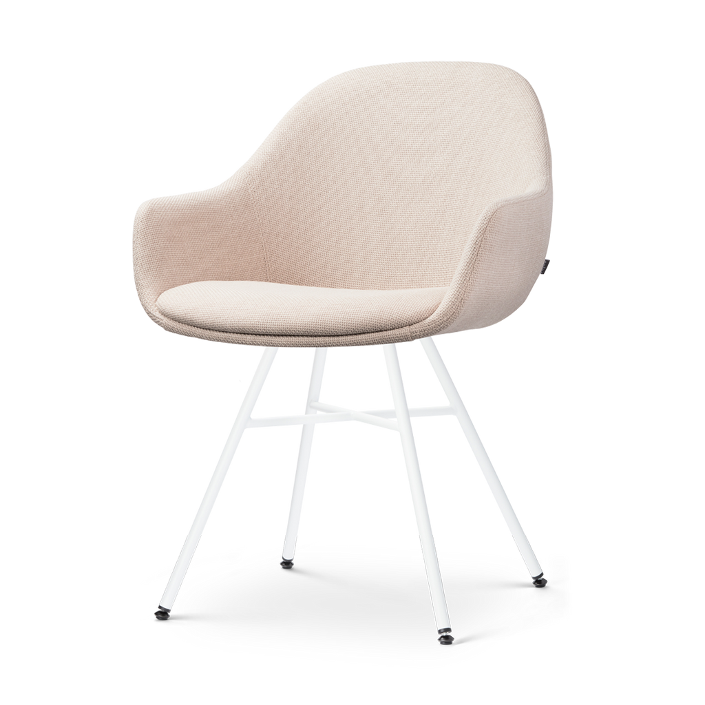 Noa-Mae eetkamerstoel beige - wit onderstel