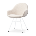 Noa-Mae eetkamerstoel bouclé beige - wit onderstel