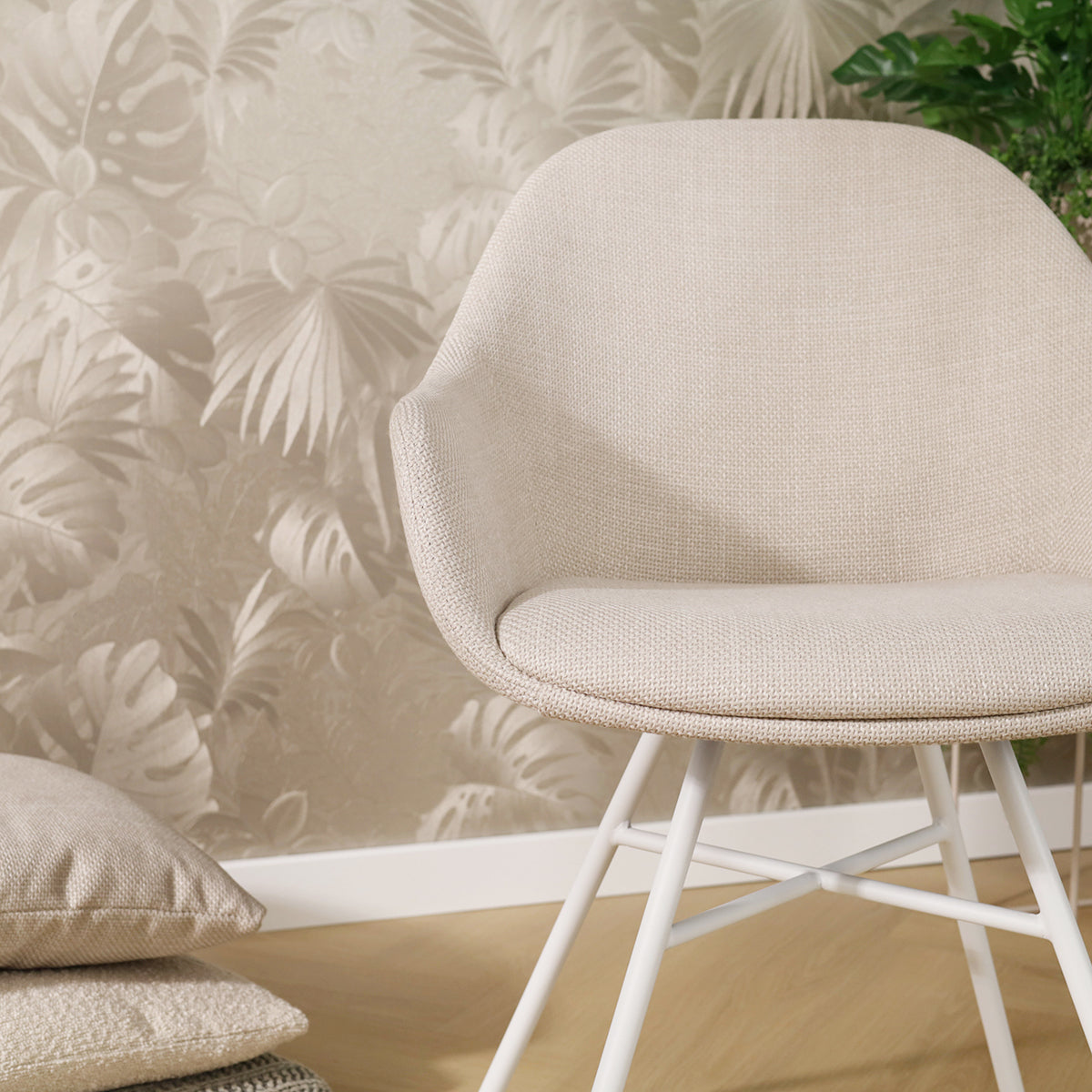 Noa-Mae eetkamerstoel beige - wit onderstel