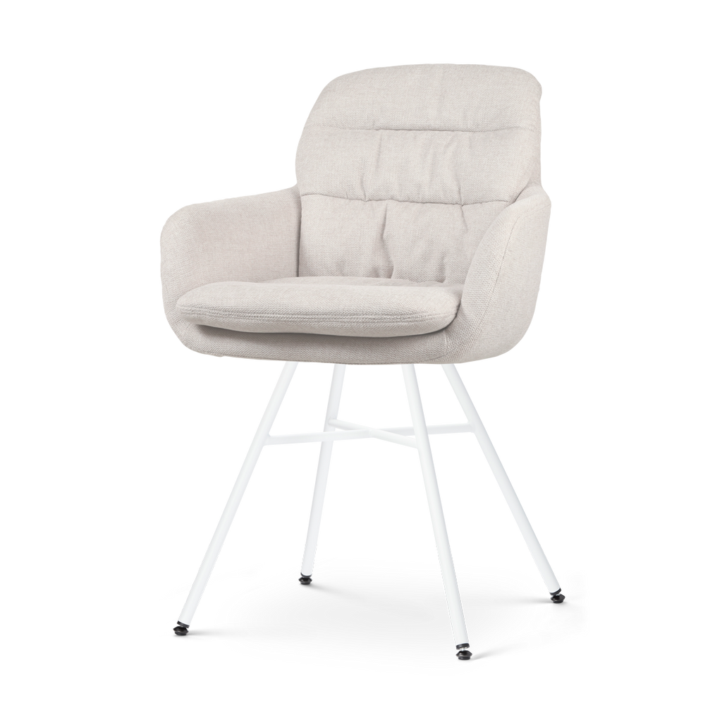 Noa-Mia eetkamerstoel beige - wit onderstel