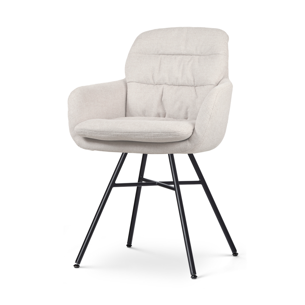 Noa-Mia eetkamerstoel beige - zwart onderstel